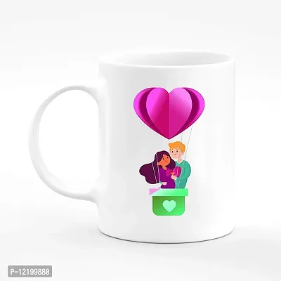 The Click India Valentine Day Beautiful Love Quote Colourful Ceramic Coffee/Milk/Tea Mug 330ml Gift for Boyfriend,Girlfriend,Fiance,Wife,Husband,Fiancee,Girls,Boys (Love Couple in Parachute)