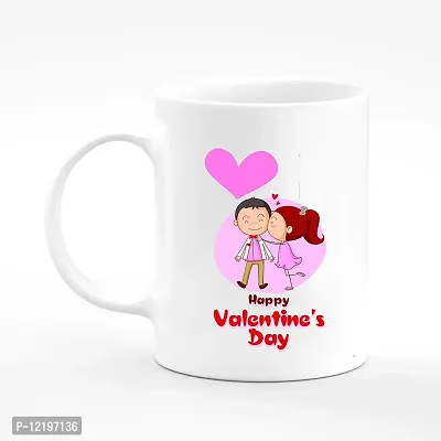 The Click India Valentine Day Beautiful Love Quote Colourful Ceramic Coffee/Milk/Tea Mug 330ml Gift for Boyfriend,Girlfriend,Fiance,Wife,Husband,Fiancee,Girls,Boys (Happy Valentine's Day Couple kiss)