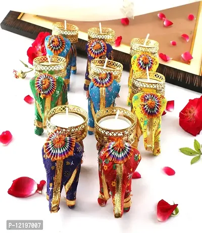 The Click India Tealight Candle Holder for Home Decoration Elephant Candle Holder Candle Tea Light Holder Home Decor Diwali Decoration Items| Diwali Gifts (10 Elephant tealight)