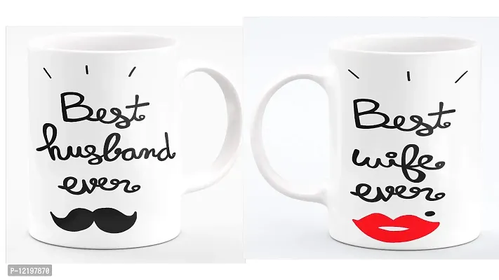 The Click India Mr. and Mrs. Coffee Mug Gift for Couple, Husband, Wife, Fiancee, Fiance On Wedding Ceremony, Anniversary, Engagement, Ceramic Coffee Mug/Cup (mr and mrs Coffee Mug 76)-thumb0