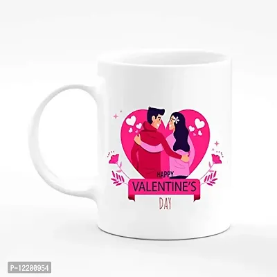 The Click India Valentine Day Beautiful Love Quote Colourful Ceramic Coffee/Milk/Tea Mug 330ml Gift for Boyfriend,Girlfriend,Fiance,Wife,Husband,Fiancee,Girls,Boys (Couple in red and Pink Dress)