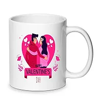 The Click India Valentine Day Beautiful Love Quote Colourful Ceramic Coffee/Milk/Tea Mug 330ml Gift for Boyfriend,Girlfriend,Fiance,Wife,Husband,Fiancee,Girls,Boys (Couple in red and Pink Dress)-thumb1