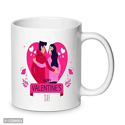 The Click India Valentine Day Beautiful Love Quote Colourful Ceramic Coffee/Milk/Tea Mug 330ml Gift for Boyfriend,Girlfriend,Fiance,Wife,Husband,Fiancee,Girls,Boys (Couple in red and Pink Dress)-thumb2