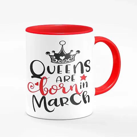 The Click India ""Queens are Born in February"" Ceramic Coffee Mug with Glossy Printed Mug Gift for Girlfriend/Friends/Wife/Fiancee/Love-Black 330 ml
