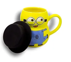 The Click India Minion Ceramic Coffee Tea Milk Mug/Cup with Funny Lid Perfect Novelty Gift for Kids, Boys, Girls, Mom, Girlfriend, Wife, Panda Lovers Ceramic (Minion Mug White)-thumb2