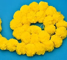 The Click India Artificial Genda or Marigold Flowers Garland for Decoration for Diwali, Housewarming, Christmas, Wall hangings Set of 5 Pics Strings Color Yellow (4.5 ft Per Strings)-thumb2