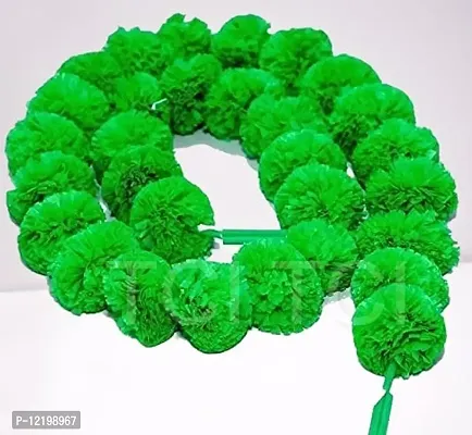 The Click India Artificial Marigold Garland Green Color (Set of 2 String) Marigold Flowers Garland for Decoration for Diwali, Housewarming, Christmas, Wall hangings (4.5 ft Per Strings)