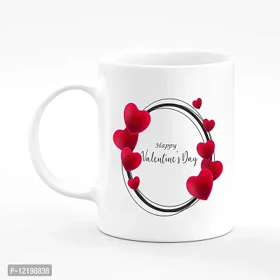 The Click India Valentine Day Beautiful Love Quote Colourful Ceramic Coffee/Milk/Tea Mug 330ml Gift for Boyfriend,Girlfriend,Fiance,Wife,Husband,Fiancee,Girls,Boys (Happy valentien's Day Ring)