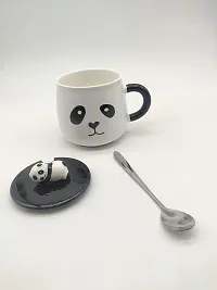 The Click India Panda Coffee Mug (Eye Panda) with Lid Cover and Spoon Microwave Ceramic Coffee Mug/Cup-thumb1