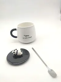 The Click India Panda Coffee Mug (Eye Panda) with Lid Cover and Spoon Microwave Ceramic Coffee Mug/Cup-thumb2