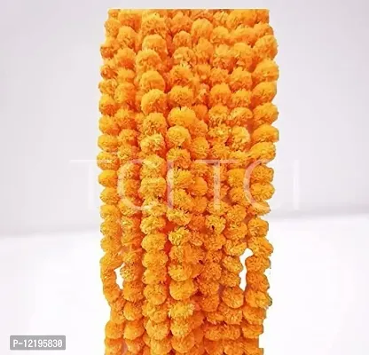 The Click India Artificial Marigold Garland Orange Color (Set of 2 String) Marigold Flowers Garland for Decoration for Diwali, Housewarming, Christmas, Wall hangings (4.5 ft Per Strings)-thumb2