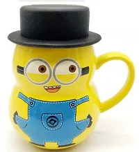 The Click India Minion Ceramic Coffee Tea Milk Mug/Cup with Funny Lid Perfect Novelty Gift for Kids, Boys, Girls, Mom, Girlfriend, Wife, Panda Lovers Ceramic (Minion Mug White)-thumb1