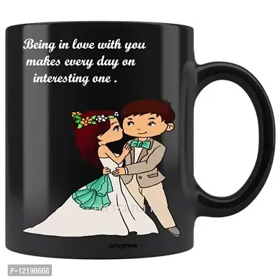 The Click India Coffee Mug Valentine Day Gift for Boyfriend/Girls/Husband/Girlfriend/Wife Best Anniversary Gift Ceramic Coffee Mug-330 Ml (b13 Black)-thumb0