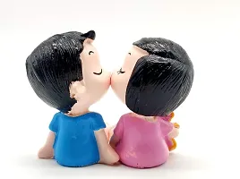 The Click India Showpiece/Figurine/Statue Gift for Valentine Day Birthday Anniversary Party Wedding Ceremony-Porcelain Multicolor (Small Kissing Couple)-thumb2