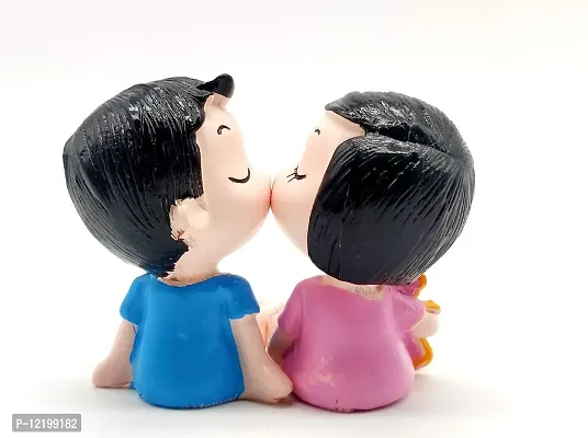 The Click India Showpiece/Figurine/Statue Gift for Valentine Day Birthday Anniversary Party Wedding Ceremony-Porcelain Multicolor (Small Kissing Couple)-thumb3