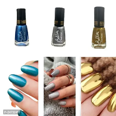 Nail polish combo of 3 colors Blue,Silver,Golden-thumb0