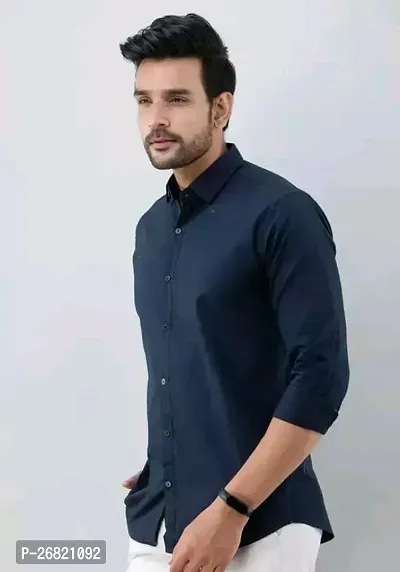 Stylish Black Cotton Regular Fit Solid Casual Shirt For Men