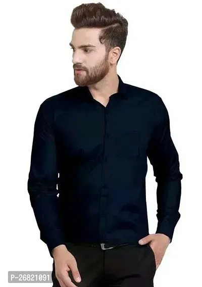 Stylish Black Cotton Regular Fit Solid Casual Shirt For Men