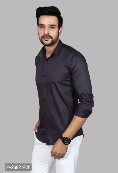 Stylish Black Cotton Regular Fit Solid Casual Shirt For Men