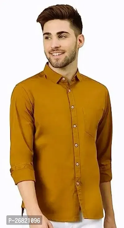 Stylish Brown Cotton Regular Fit Solid Casual Shirt For Men
