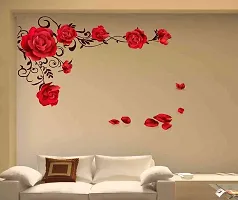 Printaart Rose Flowers with Vine Blowing on My Wall Wall Sticker (PVC Vinyl 60 cm x 90 cm x 1 cm Multicolour) Botanical-thumb2