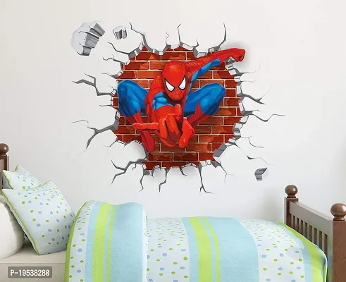 Printaart Spiderman Super Hero Cartoon Wall Sticker (PVC Vinyl 60 cm x 90 cm x 1 cm Multicolour)-thumb3