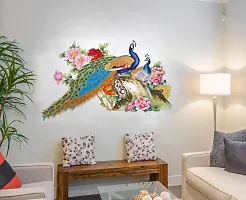 Printaart Peacock Birds Nature Wall Sticker (PVC Vinyl 60 cm x 90 cm Multicolour)-thumb1