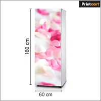 Printaart Vinyl Skin red Flowers Wall 3D Background Fridge Wallpaper Warp Refrigerator Double Door (PVC Vinyl 160 cm x 60 cm 60 X 24 Inches Multicolour)-thumb1