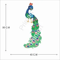 Printaart Peacock Bird Wall Sticker Multicolour Living Room Hall Play Room Bedroom Kitchen Office (PVC Vinyl 60 cm x 50 cm x 60 cm Multicolour)-thumb1