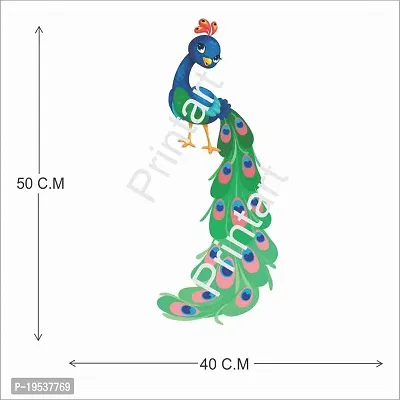 Printaart Peacock Bird Wall Sticker Multicolour Living Room Hall Play Room Bedroom Kitchen Office (PVC Vinyl 60 cm x 50 cm x 60 cm Multicolour)-thumb2