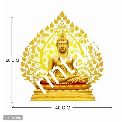 Printaart PVC Self Adhesive Vinyl Lord Buddha 3D Wall Stickers Poster (60 cm x 50 cm x 60 cm)-thumb2