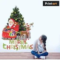 Printaart Christmas Decoration Santa Claus Xmas Tree Beautiful for Bedroom Kids Room (PVC Vinyl 50 cm x 40 cm)-thumb2