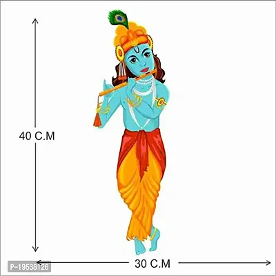 Printaart Lord Krishna with Flute Cute for Kids Room PVC Vinyl 40_30Cm Multicolor-thumb2