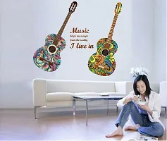 Printaart Guitar n Music (Material - PVC Vinyl Matte Finish Wall Coverage Area - Height 75cm X Width 130cm) (Pack of 1) Wall Sticker-thumb1