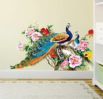 Printaart Peacock Birds Nature Wall Sticker (PVC Vinyl 60 cm x 90 cm Multicolour)-thumb2