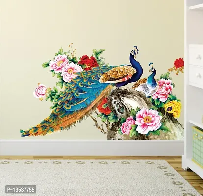 Printaart Peacock Birds Nature Wall Sticker (PVC Vinyl 60 cm x 90 cm Multicolour)-thumb3