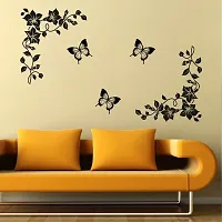 Printaart Lovely Butterflies Wall Sticker (PVC Vinyl 90 cm x 30 cm Black) (6901)-thumb2