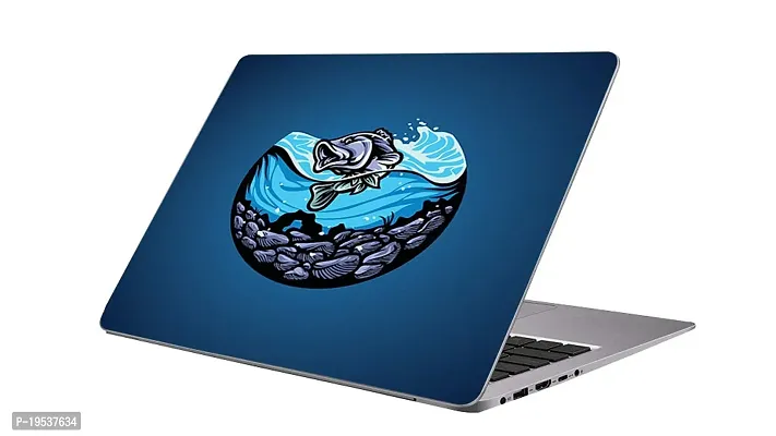 Printaart Sea Fish Vector Illustration Wallpaper Sticker Decals Vinyl for Laptop Sticker PVC Vinyl Laptop Decal 17 Inch