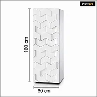 Printaart White 3D Geometric Fridge Sticker Wallpaper Warp Skin Decals Large Vinyl Sticker 160 x 60cm-thumb1