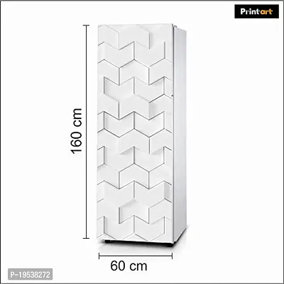 Printaart White 3D Geometric Fridge Sticker Wallpaper Warp Skin Decals Large Vinyl Sticker 160 x 60cm-thumb2