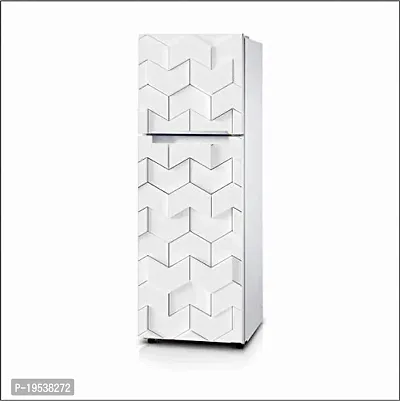 Printaart White 3D Geometric Fridge Sticker Wallpaper Warp Skin Decals Large Vinyl Sticker 160 x 60cm