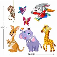 Printaart PVC Lion Elephant and 3D Butterflies Animals Wall Sticker for Kids Living Room (65 cm X 50 cm Multicolour)-thumb1