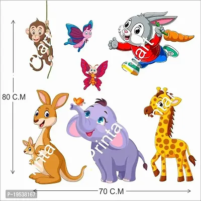 Printaart PVC Lion Elephant and 3D Butterflies Animals Wall Sticker for Kids Living Room (65 cm X 50 cm Multicolour)-thumb2