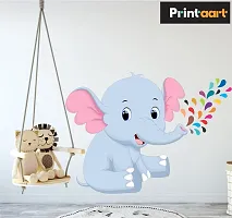 Printaart Cute Elephant Wall Sticker for Kids Room And Living Room Decor Bedroom Office (PVC Vinyl 45 cm x 30 cm Black)-thumb2