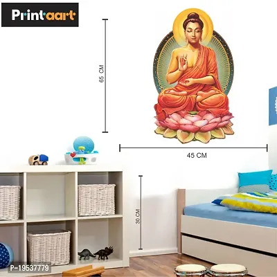 Printaart Creative 3D Animated Lord Buddha Wall Sticker for Kids for Living Bed Room Office Space PVC Vinyl (65 cm x 50 cm)-thumb2