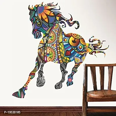 Printaart Running Horse with Art Wall Sticker (PVC Vinyl 90 cm x 60 cm)