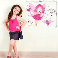 Printaart Baby Girl Cartoon Cute Princess in Pink with Butterfly Wings and Unicorn Wall Sticker (PVC Vinyl 60 cm x 45 cm x 1 cm) (6400014)-thumb2