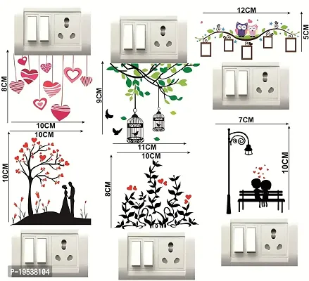 Printaart Vinyl Love Heart Switch Board Wall Sticker And Decal for Living Room Bedroom Office (Standard Multicolour) - Pack of 6-thumb2