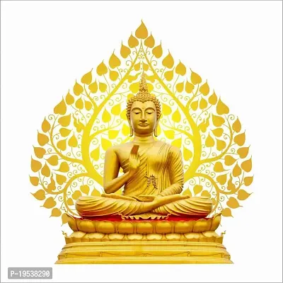 Printaart 3D Lord Buddha Religious Multicolour Wall Sticker for Home Decor (PVC Vinyl Covering Area 65 cm X 53cm Cm Multicolor-thumb0