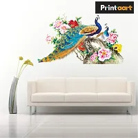 Printaart Beautiful Peacock Birds Wall Art Elegant Royal Bird Wall Sticker for Kids Room And Living Room Decor Bedroom Office (PVC Vinyl 45 cm x 30 cm Multicolour)-thumb2